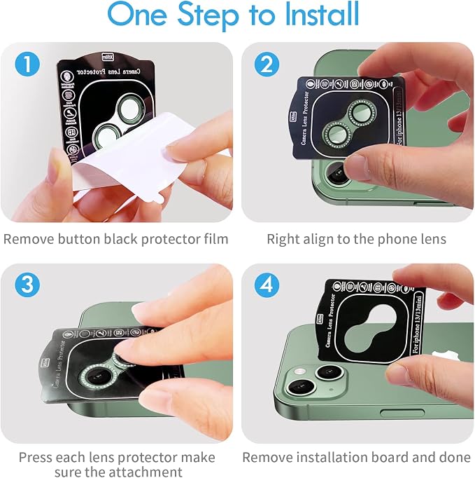 iPhone 13/13 Mini Camera Lens Protector Bling Diamond, Alpine Green | Individual Metal, 9H Hardness, Scratch Resistant, Shockproof, Drop Protection, Case Friendly, Stylish Accessories - Image 7