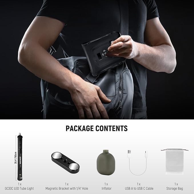 NEEWER Basics 30W Handheld RGB Fill Light 35.5"/90cm, Inflatable, GC30C | 3000Lux 2700-6500K, CRI95, 5000mAh, Type C 45W in/30W Out, Studio Photography Video Recording Streaming Portable TPU Lighting - Image 9