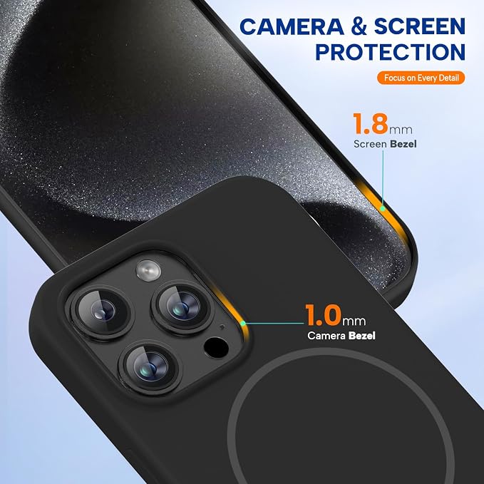 miracase Magnetic for iPhone 15 Pro Max Case, [Soft Anti-Scratch Microfiber Lining], Compatible with MagSafe, Liquid Silicone Case Shockproof Drop Protection Phone Case for 15 ProMax, Black - Image 4