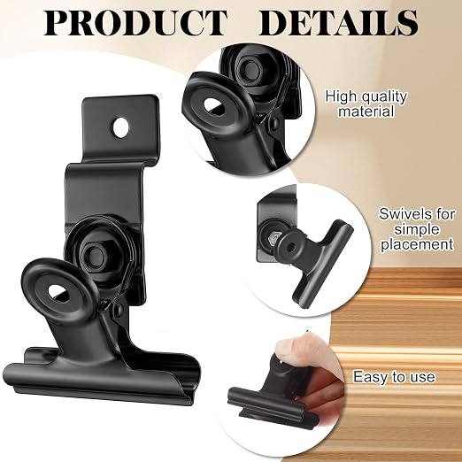 Duraaamo 12 Pack Chrome Slatwall Clips 2 Inch Wall Mounted Slatwall Display Hooks Hangers Slatwalls Storage Clips Accessories for Clothing Photo Frame Painting Arts Center Commercial Display(Black) - Image 3