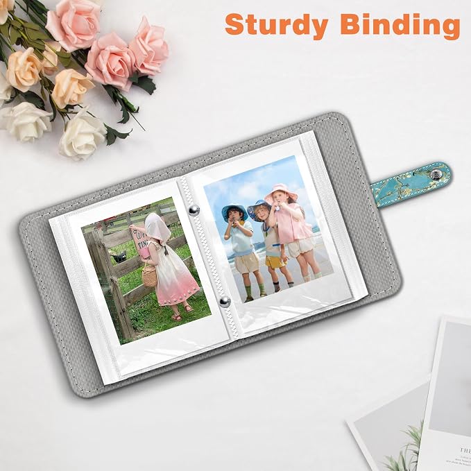 Fintie Mini Photos Album Book for 2x3 Inch Films - 52 Pockets Small Albums | For Fujifilm Instax Mini, Polaroid Hi-Print Pictures, Portable Kpop Photocard Holder, Travel Memory Book, Blossom - Image 5