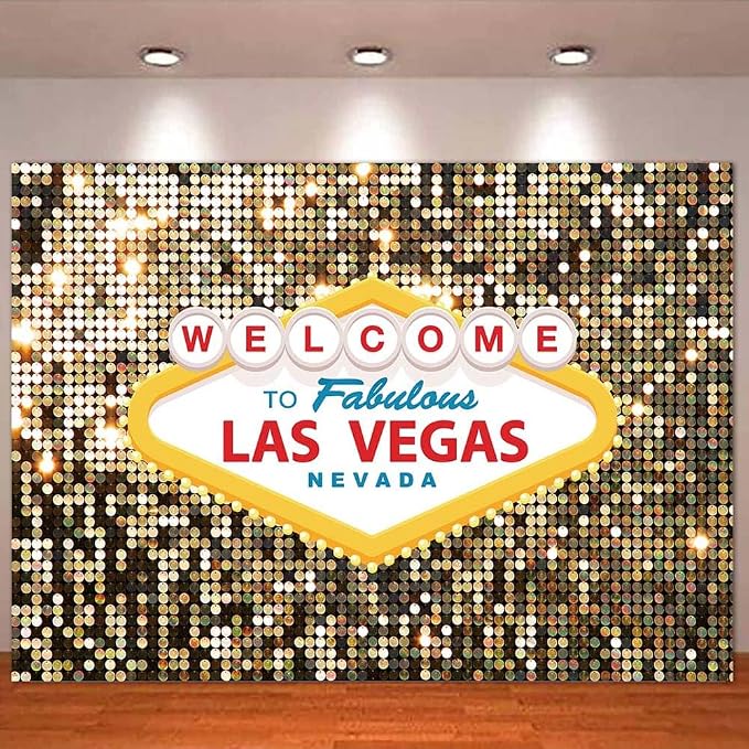 10x8ft Welcome to Las Vegas Party Photography Backdrops Vintage Birthday Prom Ceremony Baby Shower Banner Supplies Props Polyester Fabulous Casino Poker Movie Themed Photo Background - Image 2