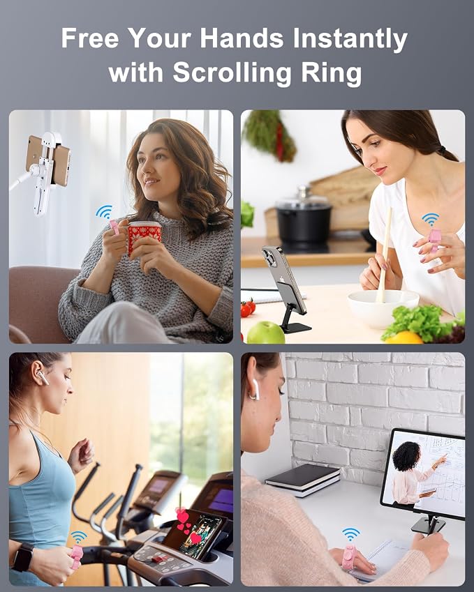 [New Upgrade, Easy to Use] TikTok Scrolling Ring Remote Control, Camera Shutter Remote, Wireless Bluetooth Scrolling Ring for iPhone, iPad, iOS, Android - Light Pink - Image 9