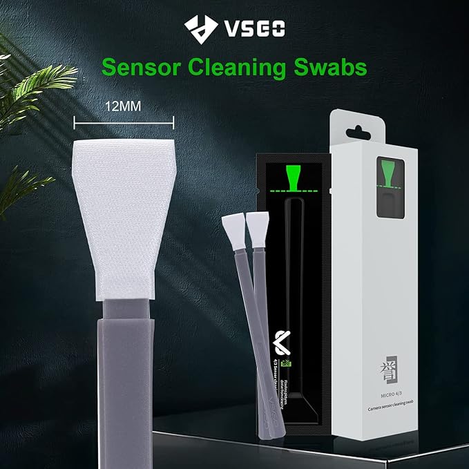 VSGO M43 Camera Sensor Cleaning Swabs, 12mm, 12 Pack | Ultra-Soft Flexible Head; Ergonomic Non-Slip Handle; Individually Vacuum Sealed; Lint-Free Material; Dry Cleaning Design - Image 2