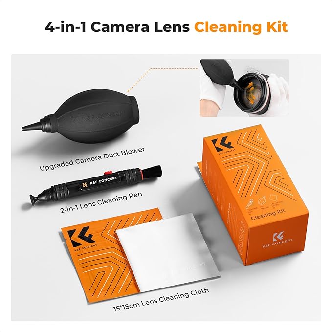K&F CONCEPT 4 in 1 Camera Lens Cleaning Kit for Photography Beginner | Strong Blower, Multi Pen,Washable Reusable Microfiber Cloth, Precision Dust Removal,for Nikon Sony Canon DSLR Camera,MK06 - Image 2