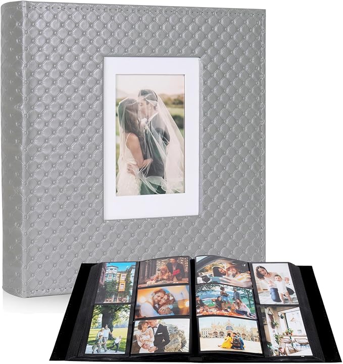 RECUTMS Photo Albums 4x6 Pictures, 600 Pockets Large Capacity Picture Album | Acid-Free Black Pages, Leather Cover, Dual Horizontal/Vertical Pockets, Custom Photo Cover, Perfect for Wedding, Family&Trave by RECUTMS