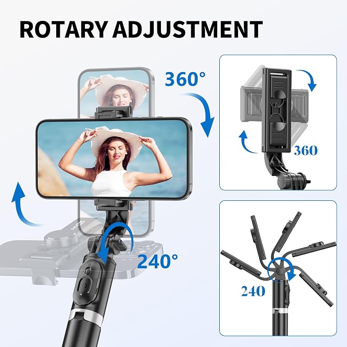 Selfie Stick Tripod, All in One Extendable & Portable iPhone Tripod Selfie Stick with Wireless Remote Compatible with iPhone 17 16 15 14 13 12 pro Xs Max, Galaxy Note10/S20/S10/OnePlus 9/9 PRO etc - Image 4