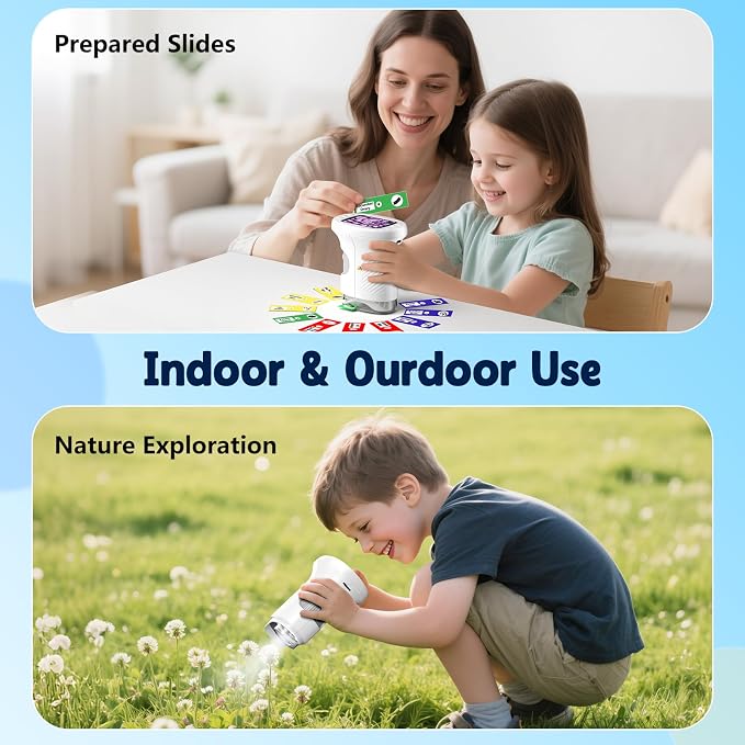Odatay 4K 1000X Digital Microscope for Kids with 32G Card, Long Distance Viewing & 2.4" Screen Portable Handheld Edu Toys for Age 3-12 Exploring Bugs Plants at Home Classroom & Outdoor Travel, White - Image 7