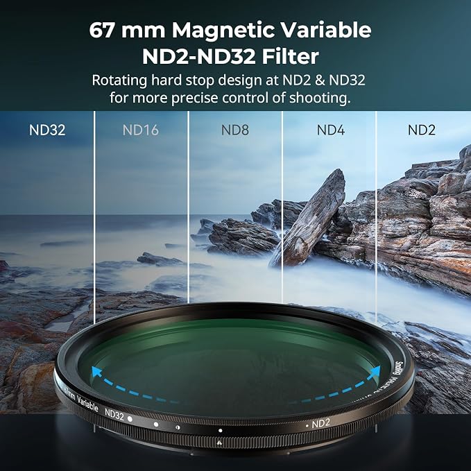 SmallRig 5-in-1 Magnetic 67mm Lens Filter Kit: VND + CPL + Black Mist 1/4 + Threaded Adapter Ring + Lens Cover + Storage Bag + Cleaning Cloth, Camera Filter Set for iPhone Lens - 4726 - Image 2