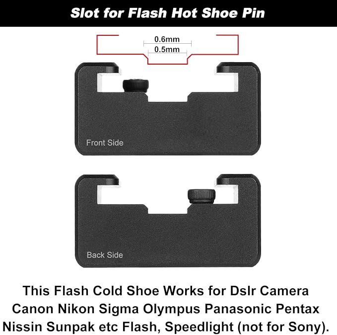 Updated Anwenk Flash Cold Shoe Mount Adapter Flash Shoe Mount Flash Stand Adapter with 1/4"-20 Tripod Screw Thread for Camera Flash Nikon Canon Olympus Panasonic Speedlite Flash, 2Pack - Image 3