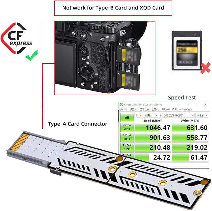 CFexpress Type-A to NVME 2230 2240 2260 2280 Memory Card Kit Case CFE CFA M-Key Adapter for Camera 8K RAW PCIe Expansion - Image 8