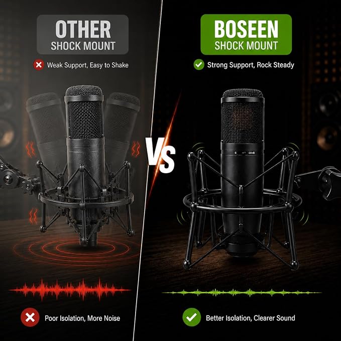 Microphone Shock Mount Mic Holder - Anti Vibration Spider Shockmount Compatible with Many Condenser Mics Like AT2020 MXL 770 MXL 990 Samson G Track Pro Rode Procaster NT1-A Neumann U87 etc. - Image 5