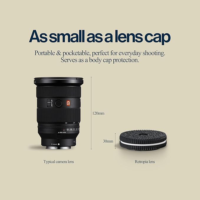 Original Retropia Repurposed Disposable Camera Mirrorless Lens | Unlimited Instant Film-Look Photos | Compact Pancake Lens, 32mm Focal Length & Fixed f/11 Aperture (Sony E-Mount Mirrorless Compatible) - Image 6