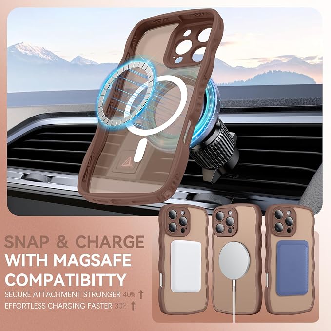 BENTOBEN Magnetic for iPhone 16 Pro Max Case, Cute Wavy [Full Camera Protection][Compatible with MagSafe] Matte Anti-Slip Bumper Women Girls Girly Protective Cover for 16 Pro Max 6.9", Desert Titanium - Image 4