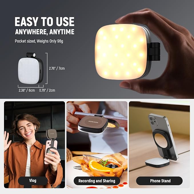 NEEWER BASICS Magnetic Selfie Light Compatible with MagSafe iPhone,CRI95 700lx/0.3m Folding LED Phone Fill Ring Lighting with Mirror for Zoom Makeup Photography Recording Video Conference, Black NL48B - Image 4