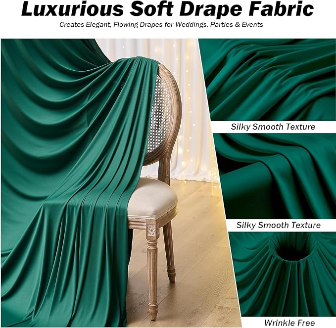 20x12 ft Forest Green Backdrop Curtains for Weddings, Birthdays and Photos | 4 Panels 5x12 ft, Wrinkle-Free Polyester Drapes, Washable, Ironable, 4 in Rod Pocket for Baby Showers Photography Background - Image 4