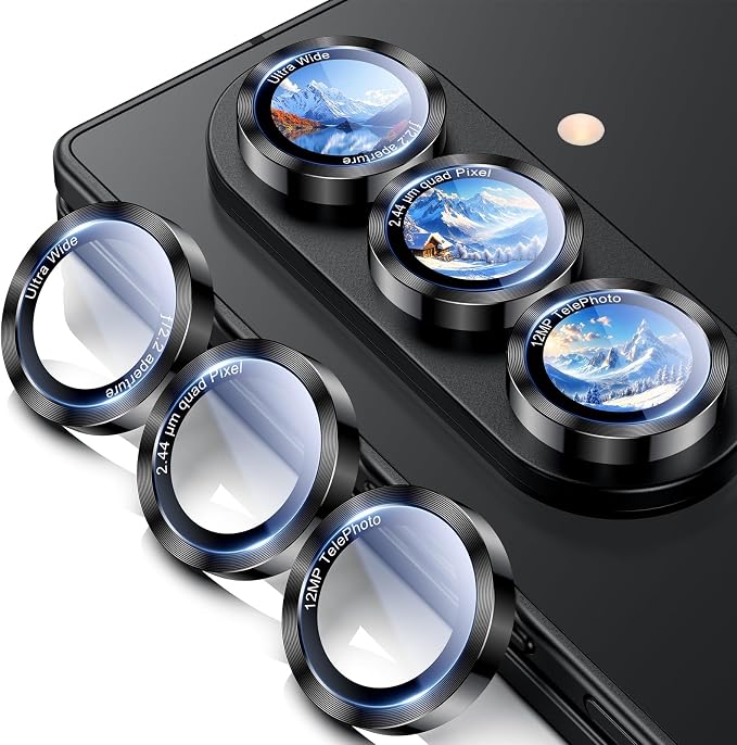 Uyiton for Samsung Galaxy Z Fold 8 Ultra/Z Fold 7 Camera Lens Protector | Military-Grade Sapphire Glass Rear Camera Screen Cover - [Strong Adsorption] Ultra HD Clear Lens Protector, Black (8 inch) by Uyiton