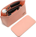 Doxo Purse Organizer Insert for Handbags & Base Shaper 2pc Set, Felt Neverfull PM Organizer Insert, Tote Bag Organizer with Zipper Pocket and Bottle Holder, Fit Neverfull PM and More, Pink-M by Doxo