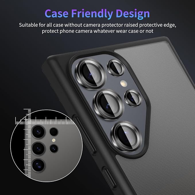 Camera Lens Protector for Samsung Galaxy S25 Ultra,1 Pack | Tempered Metal Glass Camera Cover Film,HD Clear,Anti-Scratch Lens Screen Protector Film,Case Friendly,Black Titanium - Image 7