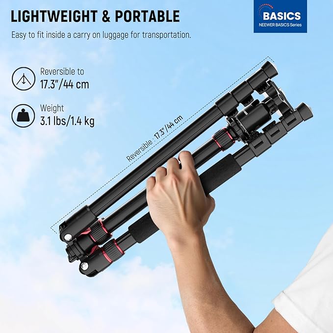 NEEWER Basics Camera Tripod Monopod, 71" Aluminum Heavy Duty Portable Travel DSLR Cell Phone Stand with 360° Ball Head Cellphone Holder Mount Compatible with iPhone for Filming Video Recording, TP15 - Image 2