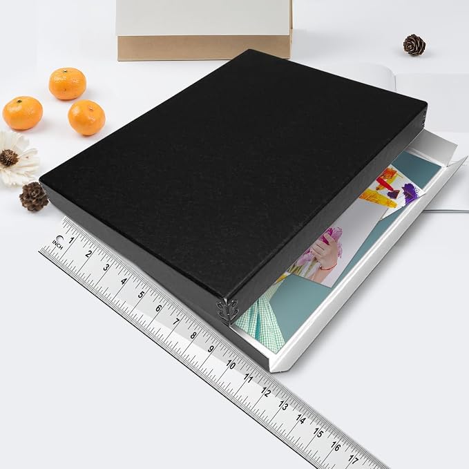 Lineco Museum Archival Storage Box, Drop Front, 11.75x15.25x1.5 in, Black | Acid-Free with Metal Edge, Preserves Picture Longevity, Organize Photos, Newspapers, Prints, Documents, Crafts, DIY - Image 4