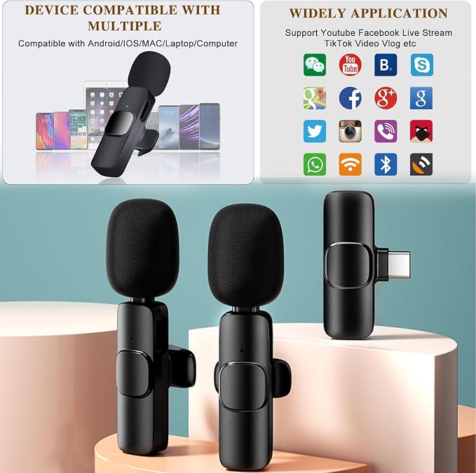 Wireless Microphone for iPhone 15 16，iPad, Android, Lavalier Microphone for Video Recording, Noise Reduction, Clip on Mini Mic for Tiktok, YouTube, Vlog, Podcast, ASMR - Image 3