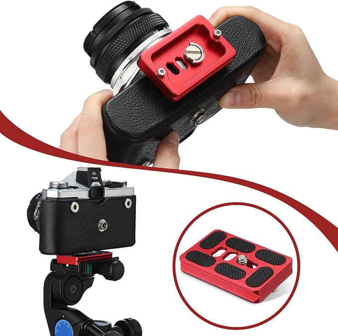 Frienda Quick Release Plate Tripod 1/4-20 DSLR,Pu60,Red | Tripod Mount Plate, Camera Tripod Mount for DSLR Camera Tripod Ball Head , Metal, 1.9 x 1.5 x 0.4 Inch - Image 6