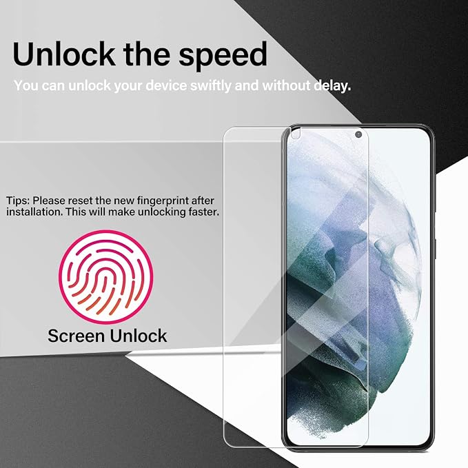 Galaxy S21 Tempered Glass Screen Protector + Camera Lens Protector [ 2 + 2 Pack ][Case Friendly] [Anti-Scratch] [Ultrasonic Fingerprint Unlock] Clear HD Glass Protective Film for Samsung Galaxy S21 - Image 4