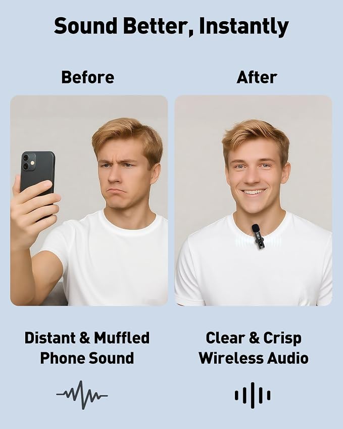 GoorDik Wireless Lavalier Microphone for iPhone, Android, USB C, PC, Camera Video Recording 4 in 1 Clip-on Mics with Rotatable Clip&Denoise Recording, for Vlog Tiktok YouTube Podcast Content Creator - Image 2