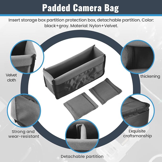 Shockproof Dslr Slr Camera Insert Organizer Case Partition Divider Protection Case(Black+Grey), 32x11x15cm, 243293A3 - Image 2