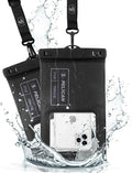 Pelican 2 Pack Marine Waterproof Phone Pouch (XL) - Stealth Black | Touchscreen IP68 Floating Waterproof Phone Case w/Detachable Lanyard - Fits All Phones - Beach Cruise Ship Travel Essentials by Pelican
