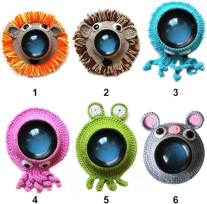 Shutter Hugger,Camera Lens Stand Camera Buddies Shutter Hugger Photography Props, Handmade Pet Knitted Lens Accessories Pet for Portable Video Devices(Color:Blue) - Image 4