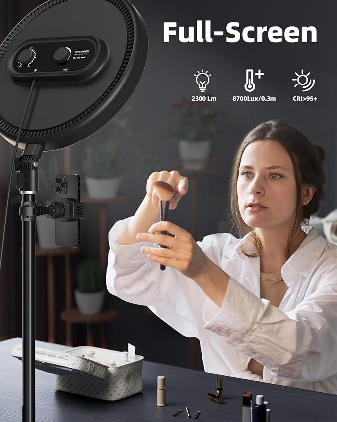 TODI Large Ring Light with 79" Stand, 6500K Full-Screen Selfie Ring Light with Stand and Phone Holder, Professional Big Ring Light for TikTok Light, Barber, Stream, Video, YouTube, Makeup, Photography - Image 2