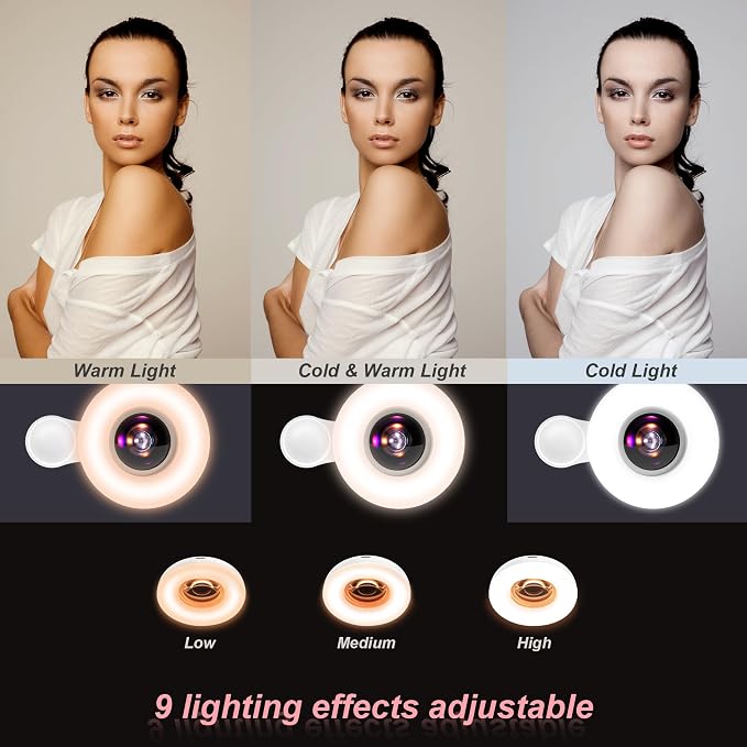 Macro Lens for iPhone and Android with Mini Clip Ring Light, Portable Rechargeable Dimming, for Smart Phone Photography, Camera Video Recording, VLOG - Image 4
