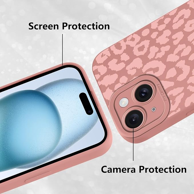 Cute Pink Cheetah Print Phone Case for iPhone 15 6.1" | Aesthetic Leopard Pattern Design Cover Full Camera Lens Protective Shockproof Soft Slim TPU Funda for Women Girls - Image 5