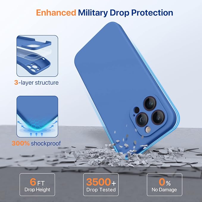 Miracase Silicone for iPhone 14 Pro Case, Sky Blue | Soft Anti-Scratch Microfiber Lining, Premium Silicone Cover Shockproof Drop Protection Phone Case for 14 Pro - Image 4