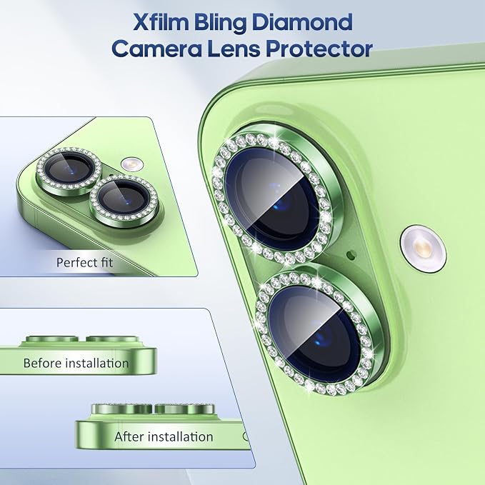 for iPhone 17 Camera Lens Protector Cover Bling Diamond, Green | Individual Metal, 9H Hardness, Scratch Resistant, Shockproof, Drop Protection, Case Friendly, Stylish Accessories - Image 5