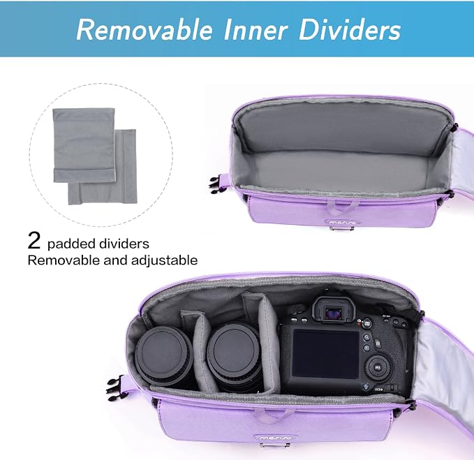 MOSISO Camera Shoulder Bag Camera Case Crossbody Sling Purse, Purple | DSLR/SLR/Mirrorless Compact Padded Photography Handbag with Rain Cover Compatible with Canon/Nikon/Sony Cameras and Lenses - Image 2