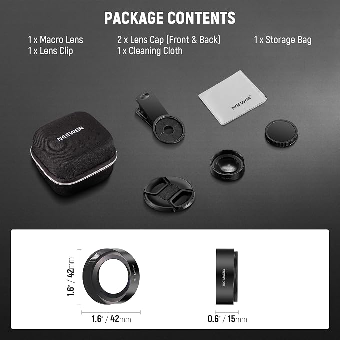 NEEWER Basics 15x Macro Phone Lens Kit with 37mm Lens Clamp, HD Camera Accessories Compatible with iPhone Samsung Android Smartphone, LS-69 - Image 7