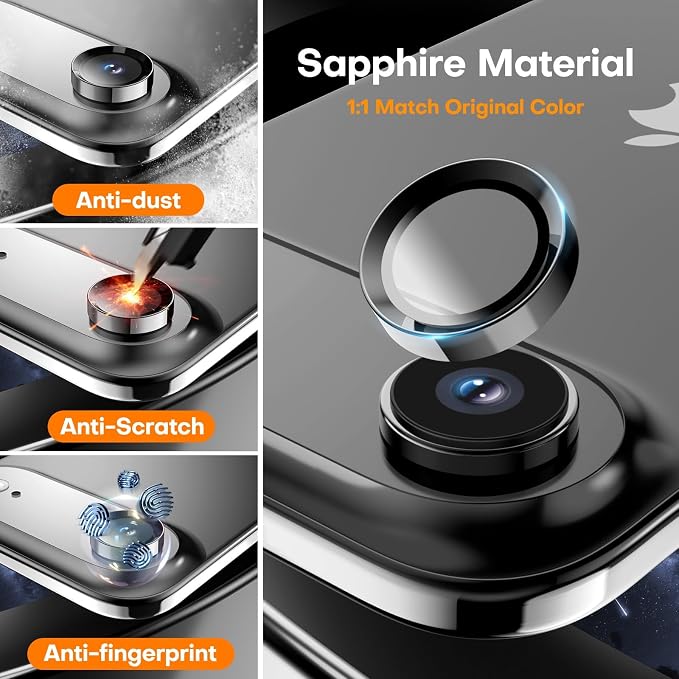 for iPhone Air Camera Lens Protector- Space Black | 9H Tempered Glass, Metal Individual Camera Cover, Accessories, Anti-drop, Case Friendly, HD Clear, Anti-Scratch - Image 3