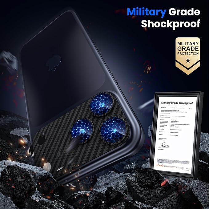 WSKEN for iPhone 17 Pro Camera Lens Protector - Military Grade Design | Strong Adhesion, Daily Shatterproof, Metal Aluminum Alloy Tempered Glass Camera Screen Protector, Carbon Fiber Texture - Image 4