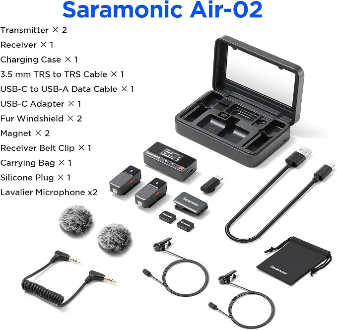 Saramonic Air Wireless Lavalier Microphones for for iPhone/Camera/Android/PC, Ultralight, 48kHz/24-bit,120dB Max SPL, 300m Range, Noise Cancelling, Lapel Microphone Wireless for Vlogging - Image 9