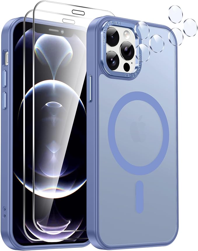 LeYi for iPhone-12-Pro-Max Case Blue: Compatible with Magsafe [ Screen Protector X2+ Camera Cover X2] i Phone 12 Promax Cases Funda para12Pro Max Magnetic Protective Heavy Duty Slim, Light Blue - Image 7