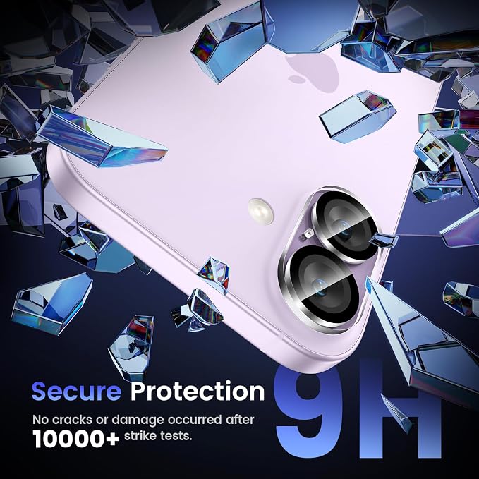 Tensea 3Pcs for iPhone 17/iPhone 16 Camera Lens Protector | Tempered Glass Film Lens Cover Screen Protector, HD Clear, Full Edge to Edge, Case Friendly for iPhone 17/iPhone 16 - Image 5