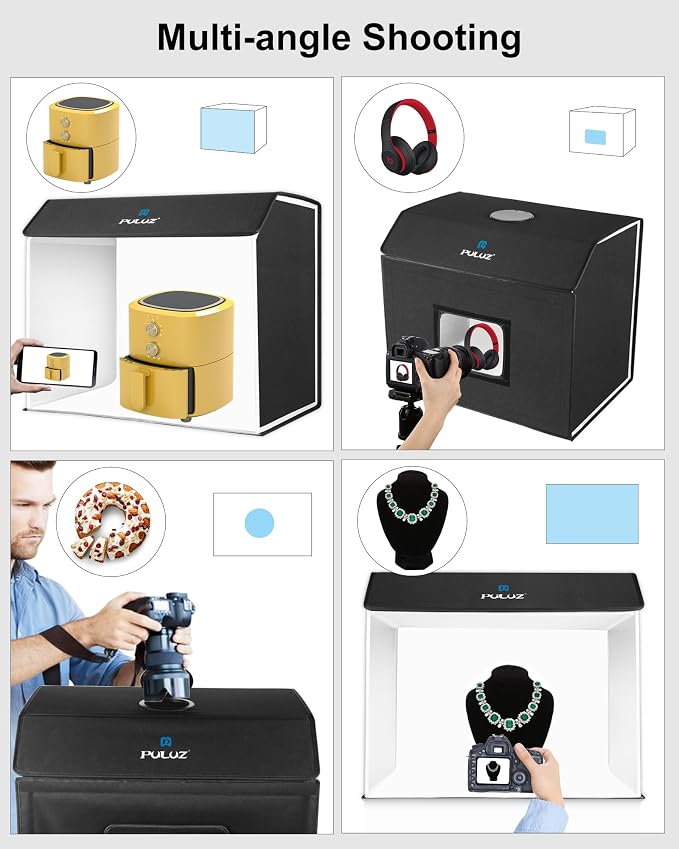 PULUZ 24x16 inch Photo Box, Large Photo Studio Light Box Photography, Professional 3000-6500k Dimmable Shooting Tent Kit with 672 LED Lights & 4 Backdrop for Jewelry and Food Product Photography - Image 4