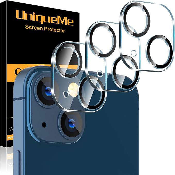 UniqueMe for iPhone 13 6.1"/13 Mini 5.4" Camera Lens Protector-Black Circle | 3 Pack-Tempered Glass, Case Friendly, New Version, Scratch-Resistant, Easy Installation by UniqueMe