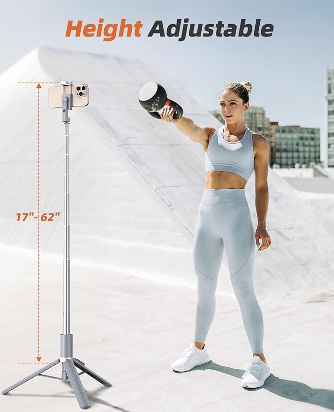 Tripod for iPhone, Selfie Stick with Remote, Stable & Durable Phone Tripod | Portable Travel Cell Phone Stand, Extendable All-in-1 Tripod for Video Recording Compatible with iPhone Android - Image 3