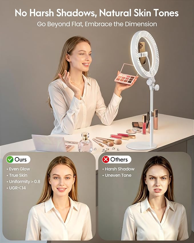 Desk Ring Light with Stand for Computer, Zoom Lighting for Computer | 30 Light Modes for Video Conference, Video Calls, Home Office, Desk Lighting for Video Recording, Podcast, Webcam, Stream - Image 3