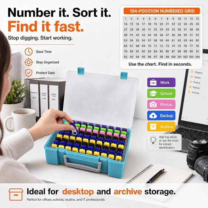 FULLCASE Flash Drive Case USB Memory Stick SD Card Storage Organizer- Holds 104pcs Thumb Drive Electronic Accessories Holder for Sandisk/for Samsung/for Inland/for PNY/for Netac (Aqua Blue) - Image 7