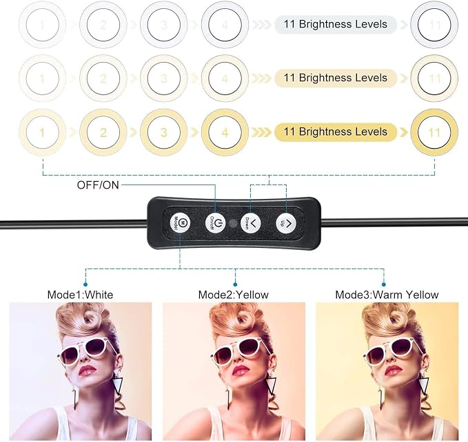 MACTREM 6" Small Ring Light with Stand for Phone Video Desk Makeup | Mini Desktop Ring Light, 3 Light Modes 11 Brightness Levels, Cell Phone Holder,for YouTube Computer Conference,USB Powered - Image 2